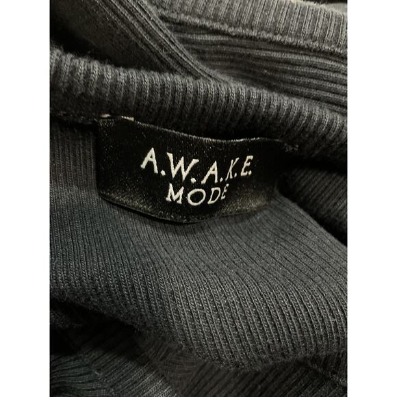 A.W.A.K.E. Mode Layered Black Cutout Ribbed Jersey Top Size Small - Picture 4 of 5